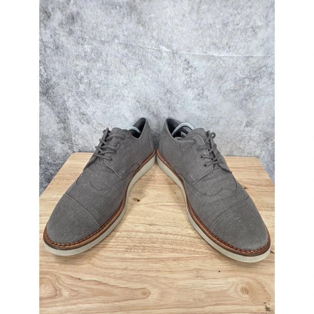 TOMS Brogue Shoes Men's 12 Gray Canvas Casual Wingtip Oxford Sneakers